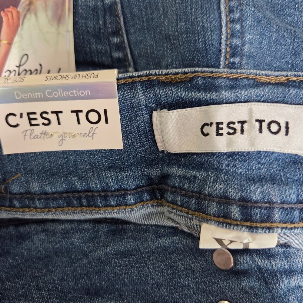 NEW C'est Toi Denim Shorts Raw Hem Distressed Butt Boosting W8857 Size XL - Picture 6 of 7